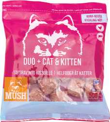 MUSH DUO+ 守護系列 急凍生肉全貓糧 雞+ 牛 500g (幼貓適用) X4包優惠　到期日: 4/2024