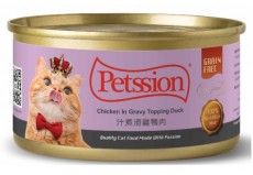 ＜購買正價貨品滿$300~可以優惠價$10換購＞ Petssion（比心）汁煮滑雞鴨肉 貓罐 80g