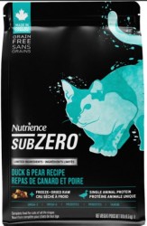 <<新品上架>> ~試食價~ NUTRIENCE SubZero 單一動物蛋白系列 凍乾鮮鴨肉 無穀物 鴨肉+梨 全貓配方 10lb (C2607)