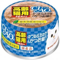 CIAO  鰹魚+柴魚 (14歲+貓用) 貓罐 75g M-52
