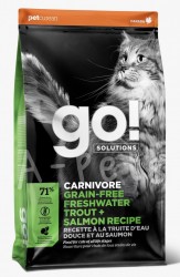 GO! Solutions CARNIVORE 活力營養系列 無穀物 淡水鱒魚+三文魚 貓糧  3磅 (綠)