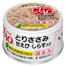 CIAO 雞肉 甜蝦+白飯魚 貓罐 85g A-20