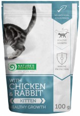＜購買正價貨品滿$300~可以優惠價$9換購＞  Nature's Protection 雞 + 兔肉味 貓濕糧 100g (幼貓用) 到期日: 8/2025