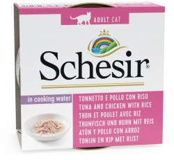 Schesir 主食罐系列 - 4080 雞+吞拿飯 (水煮 in cooking water) 貓罐頭 85g