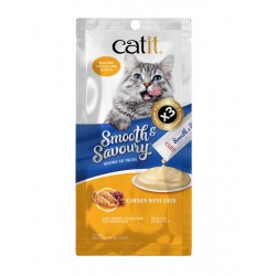 <<新品優惠>>Catit Smooth & Savoury 鮮肉泥小食 Lickable Cat Treats  雞肉+肝 Chicken with Liver 60g (15g x4 獨立包裝)