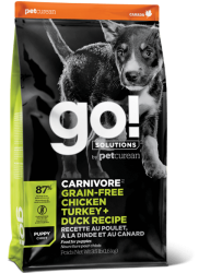 GO! SOLUTIONS™ Carnivore 活力營養系列 無穀物雞肉+火雞+鴨肉 幼齡犬狗糧配方 (1303005) 22磅 (淺綠色)