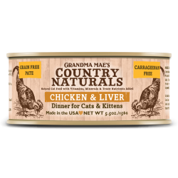<<快閃超值優惠, 以低至75折優惠訂購!!>>  Country Naturals 無穀物 雞肉嫩肝醬煮配方 貓罐頭 5.5oz