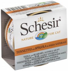 Schesir 無穀物系列 3004 吞拿魚+鱸魚 肉汁貓罐頭 70g
