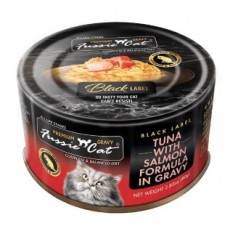 Fussie Cat 極品吞拿魚＋三文魚 肉汁主食罐 (Tuna with Salmon Formula in Gravy) 貓罐頭 80g