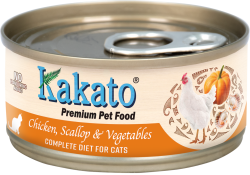 Kakato 卡格 雞、扇貝、蔬菜 貓用主食罐 70g (橙色) 到期日: 1/2025