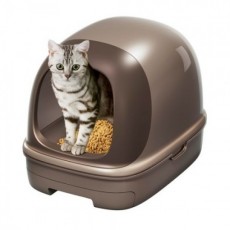 <限量5個>　Kao 日本花王 雙層有頂貓砂盆+木屑砂+吸墊(1週份)套組 朱古力色 (日本製)