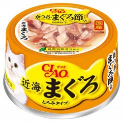 CIAO [近海吞拿魚] 鰹魚・吞拿魚乾入 貓罐 80g A-91 x24罐原箱優惠