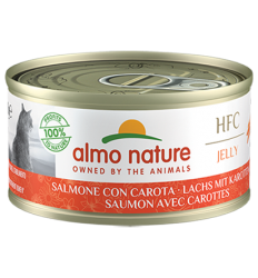 【購買正價貨品滿$300/$800可換購】　　　 Almo Nature HFC Jelly 三文魚+胡蘿蔔 (9032) 貓罐頭 70g  到期日: 30/10/2022