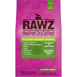 Rawz無穀物低溫烘焙脫水雞肉, 火雞肉及雞肉貓糧 3.5lb (綠)