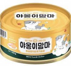 ＜購買正價貨品滿$300~可以優惠價$10換購＞　Meow Momma 白吞拿魚 + 雞肉 貓罐頭 160g (黃)