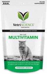 【購買正價貨品滿$300/$800可換購】　　　  VetriScience - NuCat Multivitamin 貓用多種維生素 咀嚼肉粒 30粒   到期日: 11/2023