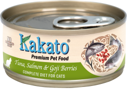 Kakato 卡格 吞拿魚、三文魚和杞子 貓用主食罐 70g (綠色)