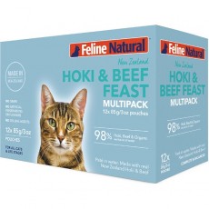 F9 Feline Natural 牛肉+藍尖尾鱈魚 貓濕包 Hoki & Beef 85g x 12包 原盒優惠　到期日: 9/2025