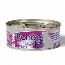 Monge 野生海洋系列 - 吞拿魚雞肉牛肉 貓罐頭 80g x 24罐 原箱優惠
