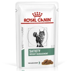[凡購買處方用品, 訂單滿$500或以上可享免費送貨]　　Royal Canin - Satiety Support (SAT34) 飽肚感體重管理獸醫配方貓濕包 85g x12包