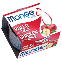MONGE 清新水果系列 - 鮮雞肉配蘋果 貓罐頭 80g x 24罐 原箱優惠