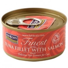 Fish4Cats 吞拿魚塊 + 三文魚 (Tuna Fillet with Salmon) 貓罐頭 70g