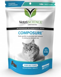 VetriScience - Composure 貓用情緒調節保健小食 咀嚼肉粒 鱒魚味 30粒