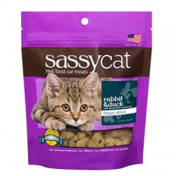 【購買正價貨品滿$300~可以以優惠價$35換購】Sassy Cat 兔肉＋鴨肉 無穀物貓零食 35g 到期日: 12/2025