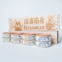 PETCOOK 肉泥機能饗宴貓主食罐 80g 試吃組合 (每味2罐, 共8罐)