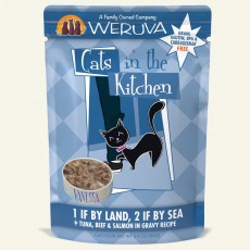 【購買正價貨品滿$300/$800可換購】　　　 Weruva 貓咪廚房系列濕包 85g ~ 1 if By Land, 2 if By Sea 野生吞拿魚、牛肉、野生三文魚 (藍) 到期日: 05/2023