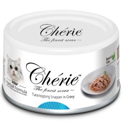 Cherie 吐毛系列 天然黃鰭吞拿魚鯛魚 Tuna Topping Sea Bream in Gravy 貓罐 80g
