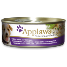 ＜購買正價貨品滿$300~可以優惠價$16換購＞ Applaws 全天然 狗罐頭 雞柳, 菜 156g 到期日: 10/2025