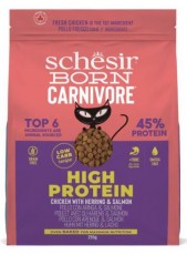 ＜購買正價貨品滿$300~可以優惠價$10換購＞ Schesir - Born Carnivore 高蛋白系列 無穀物 雞肉及鯡魚 成貓乾糧 225g