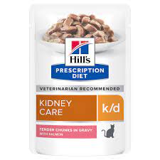 [凡購買處方用品, 訂單滿$500或以上可享免費送貨]　　Hill's k/d 腎臟護理 (三文魚味) 處方貓濕包 85gx12包 原盒優惠 