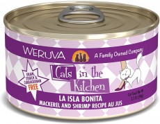 ＜購買正價貨品滿$300~可以優惠價$11.5換購＞ Weruva Cats in the Kitchen La Isla Bonita 魚湯野生鯖魚海蝦 (含野生吞拿魚) 貓罐頭 90g