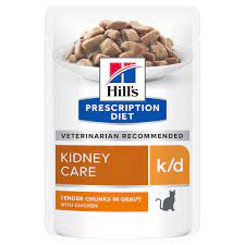 [凡購買處方用品, 訂單滿$500或以上可享免費送貨]　　Hill's k/d 腎臟護理 (雞味) 處方貓濕包 85gx12包 原盒優惠 