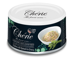 Cherie 天然嫩雞佐菠菜 (皮毛健康) 貓主食罐 80g